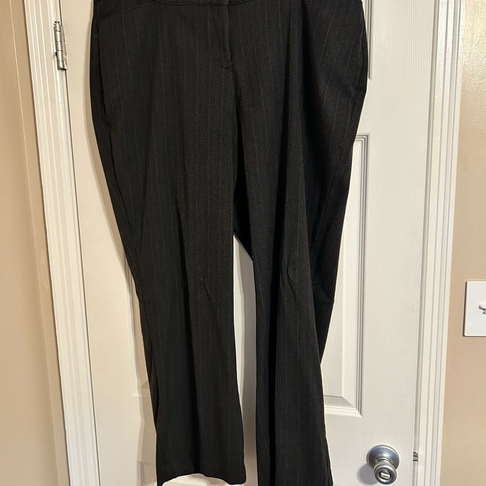 Women's Plus Size Gray Pinstripe Pants